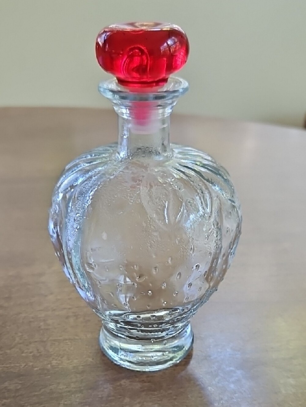 Strawberry Shaped Glass Bottle with Red Stopper